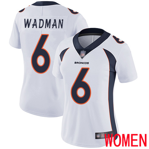 Women Denver Broncos #6 Colby Wadman White Vapor Untouchable Limited Player Football NFL Jersey